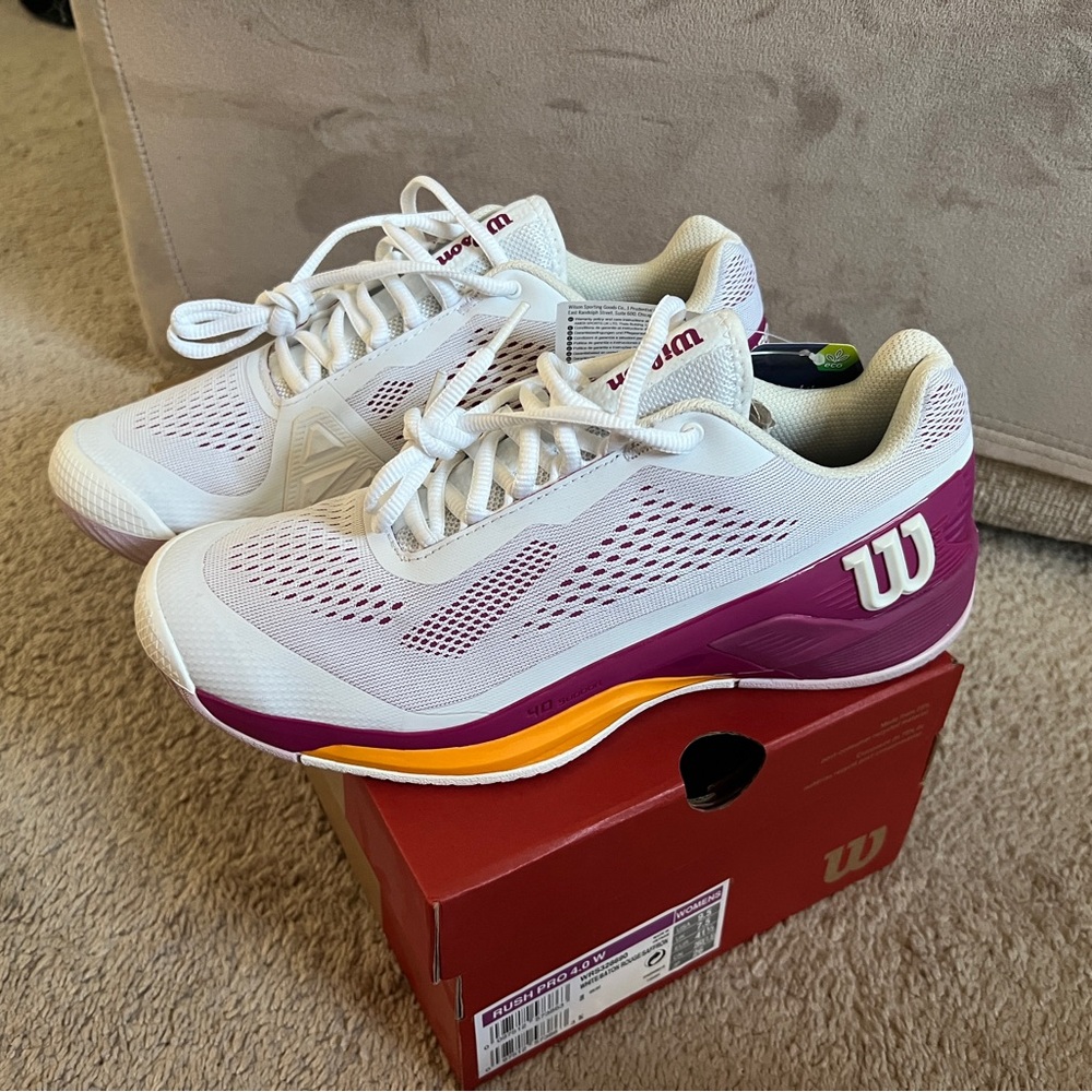 NWT Wilson Rush Pro 4.0W Tennis Shoes – White/Pink – Size 9.5